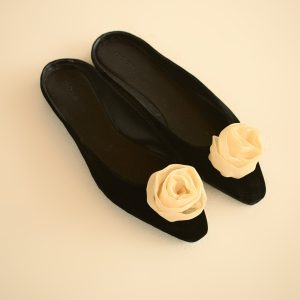 LILLIA SLIPPER -- BLACK VELVET