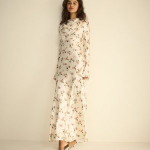 MELORA DRESS -- CREME HILLSIDE THISTLES
