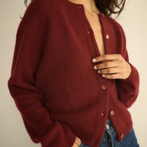 PEROLINE CASHMERE CARDIGAN -- LOIRE ROUGE